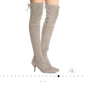 Stuart Weitzman Over-the-Knee Suede Boots in Light Taupe Size 12